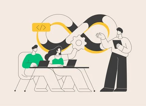 DevOps team abstract concept vector illustration. Illustrazione stock