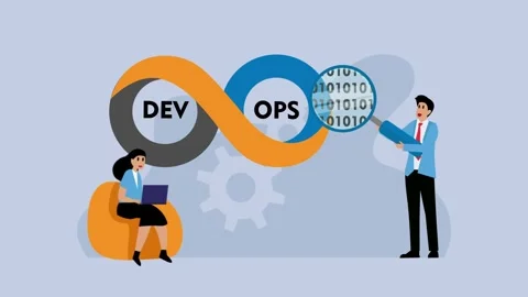 DevOps Team Collaboration and Continuous Integration cartoon animation Stock Footage 302529747
