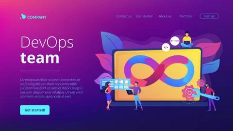 DevOps team concept landing page Stock Illustration