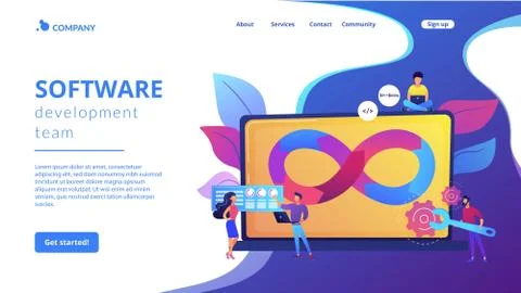 DevOps team concept landing page Stock Illustration