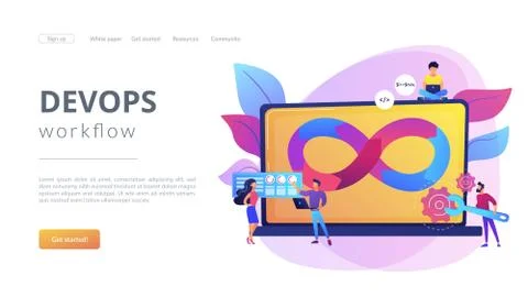 DevOps team concept landing page Illustrazione stock