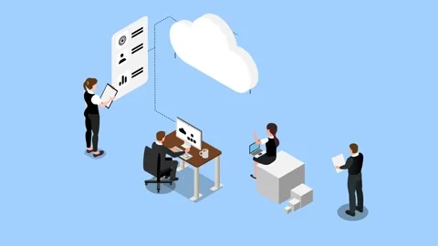 DevOps Team Managing Cloud Infrastructure and Database Architecture 3d anim.. Stock Footage 337954639