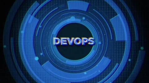 DevOps Text on Futuristic Cyberspace Background Stock Footage 291354383