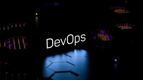 DEVOPS text,word,luminous lettering. Development Operations,animation.3D render Stock Footage 305690867