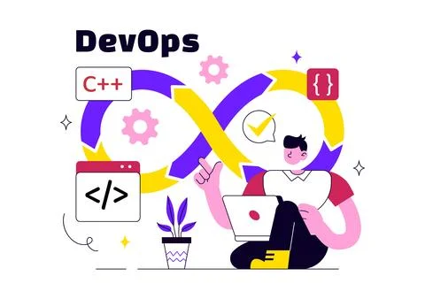 DevOps Vector Illustration Featuring Continuous Integration, Continuous Dep.. イラスト素材