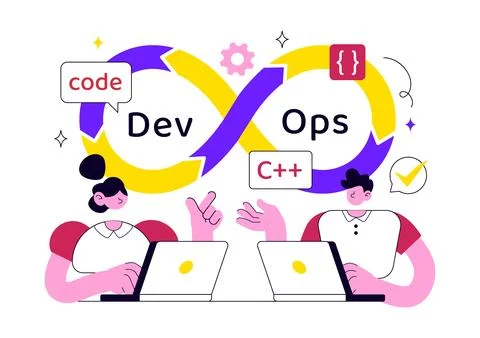 DevOps Vector Illustration Featuring Continuous Integration, Continuous Dep.. イラスト素材