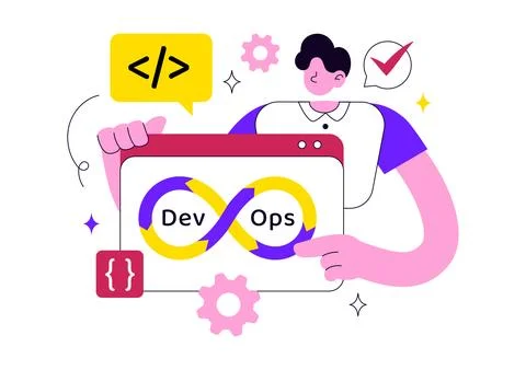 DevOps Vector Illustration Featuring Continuous Integration, Continuous Dep.. イラスト素材