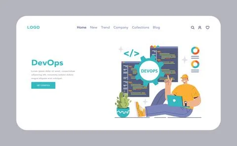 DevOps web banner or landing page. Software development methodology イラスト素材