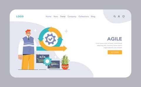 DevOps web banner or landing page. Software development methodology イラスト素材
