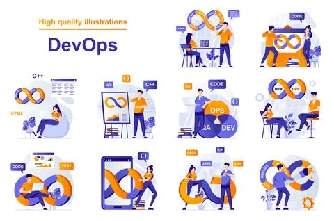DevOps Web Illustrations Illustrazione stock