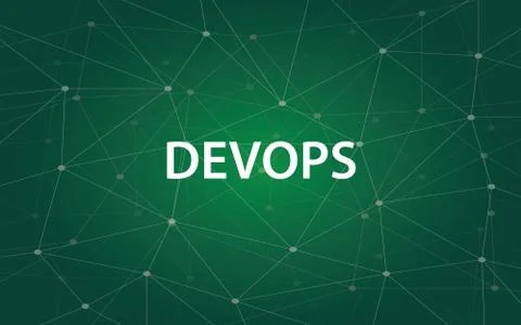Devops white tetx illustration with green constellation map as background Illustrazione stock