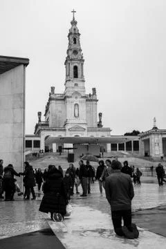 Devoted pilgrims at the Sanctuary of Fatima Stock Photos