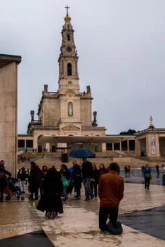 Devoted pilgrims at the Sanctuary of Fatima Stock Photos