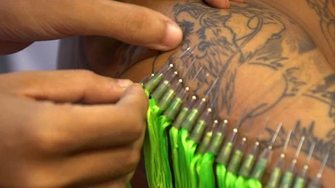 Devotee of the Chinese Shrine during a procession in Phuket Vegetarian Festival. Stock Footage 97857409