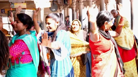 Devotee Dancing in Barsana Krishna Sankirtan 스톡 동영상 135445198