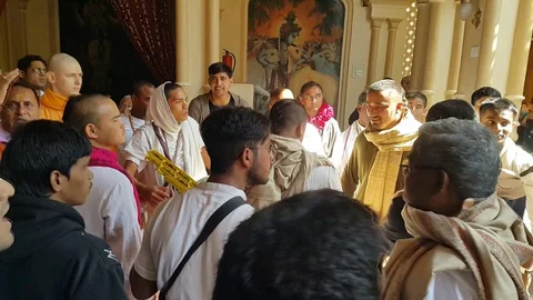 Devotee Dancing During Krishna Name Sankirtan in Vrindavan India Stock Footage 129570701