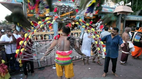 Devotee dancing Kavadi Attam at Thaipusam Hindu festival Stock Footage 40843342