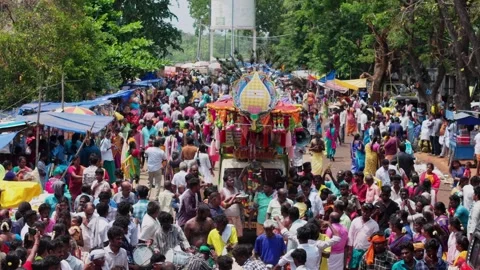 Devotee Performing Alagu Kuthu Ritual During Festival in Sivaganga India Video stock 336427729