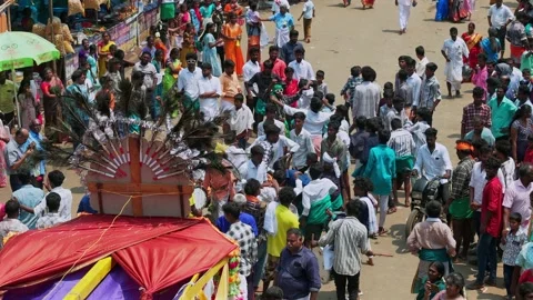Devotee Performing Alagu Kuthu Ritual During Festival in Sivaganga India Stockbeeldmateriaal 336427743