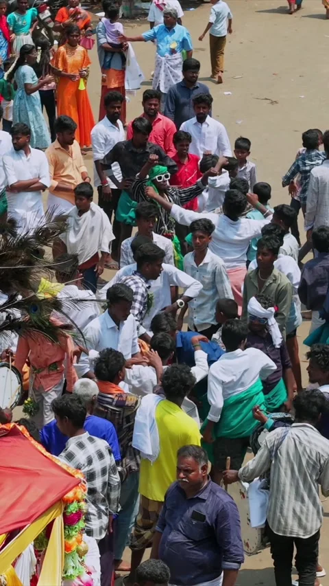 Devotee Performing Alagu Kuthu Ritual Temple Festival in Sivaganga Stock Footage 336844202