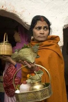 Devotee worshipping at ancient temple of Baba Baidyanath very famous and a... Stock Photos