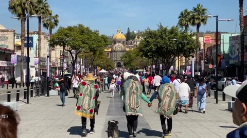 Devotees arrive in the iconic Basilica of Guadalupe, Mexico City, Mexico 4K Stock Footage 295006082