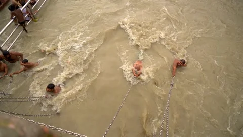 Devotees in Ganga River Haridwar Stock Footage 315285845
