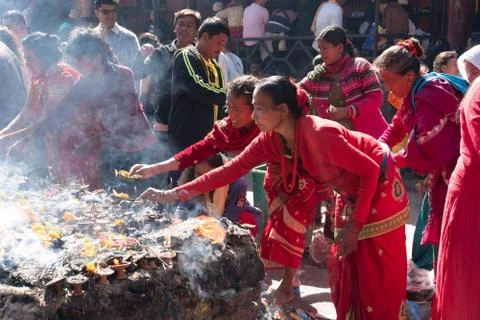 Devotees at Manokamana Devi Temple Stock Photos