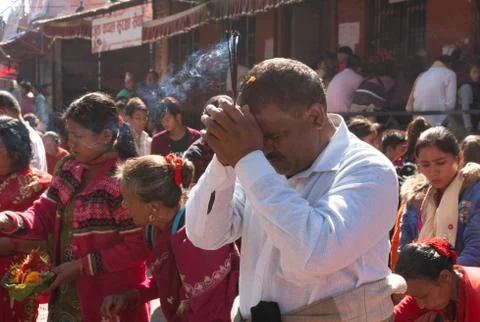 Devotees at Manokamana Devi Temple Stock Photos