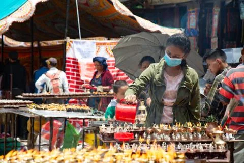 Devotees Offering Ghee Lamps Stock Photos
