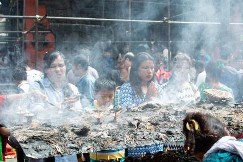 Devotees Offering Prayer Stock Photos