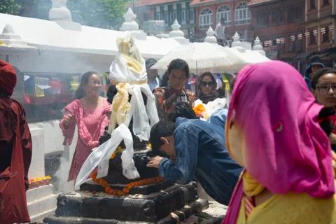 Devotees Offering Prayers Stock Photos