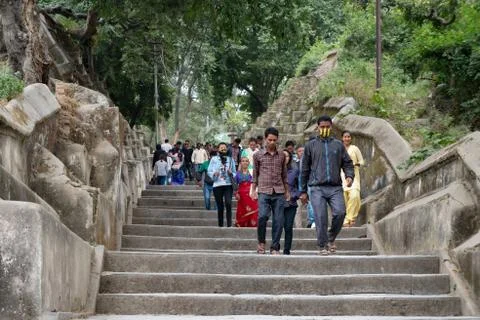 Devotees at Pashupatinath Temple Stockfoto's