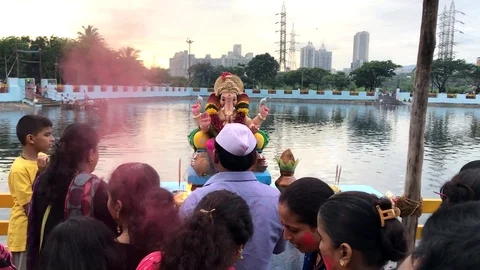 Devotees perform puja Stock Footage 95072089
