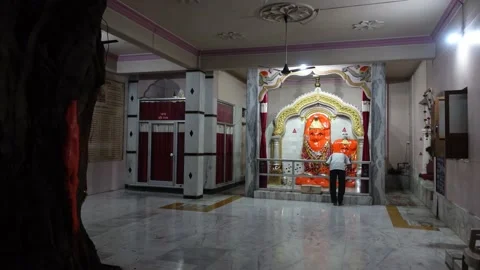 Devotees performing aarti and puja of Lord Ram, Rama. Jai Sri Ram. Mandir. Stock Footage 195315016