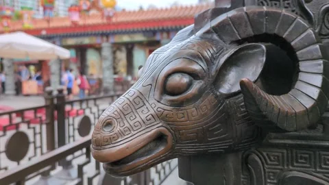 Devotees praying passing Sik Sik Yuen Wong Tai Sin Temple Hong Kong Stock Footage 271190674