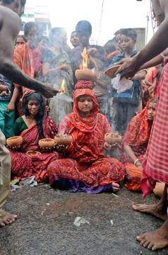 Devotees at shitala pujo Stock Photos