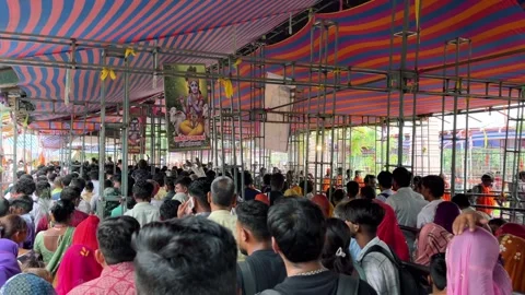 Devotees Standing in Queue for Sanwariya Seth Temple Darshan Stock Footage 315338114