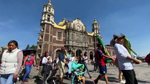 Devotees visit the Basilica of Guadalupe in Mexico City, Mexico 4K Stock Footage 295006174