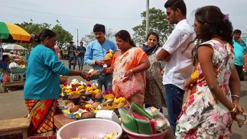 Devotees visit Sri Chamundeshwari Temple, located on Chamundi Hills Stock Footage 130965217