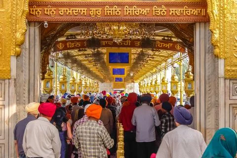 Devotees visiting Golden temple in Amritsar. Stock Photos