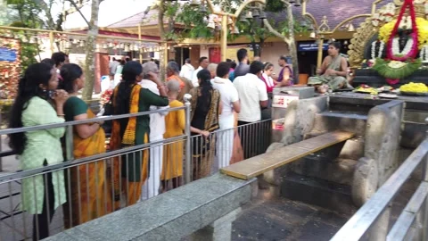 Devotees waiting in the queue for the darshan of Southadka Mahaganapati Stock Footage 221315148