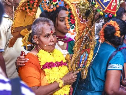 Devotes procession on the Thaipusam 库存照片