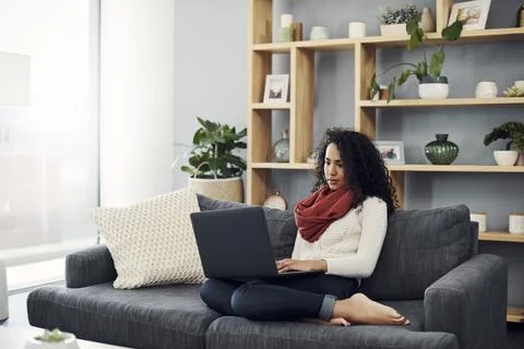 Devoting some time to her blog Stock Photos