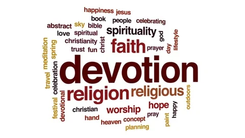 Devotion animated word cloud, text design animation. Stock-Footage 75716743