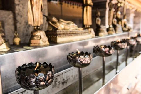 Devotion Candles Lit in Doi Suthep Stock Photos