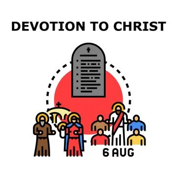 Devotion to christ with religious figures and commandments Stock Illustration