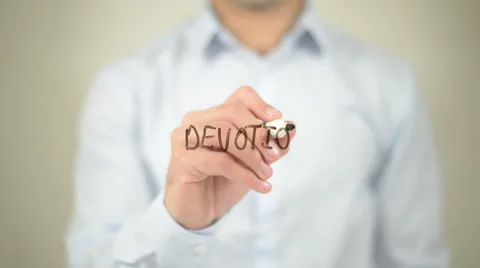 Devotion, man writing on transparent screen Stock Footage 62756949