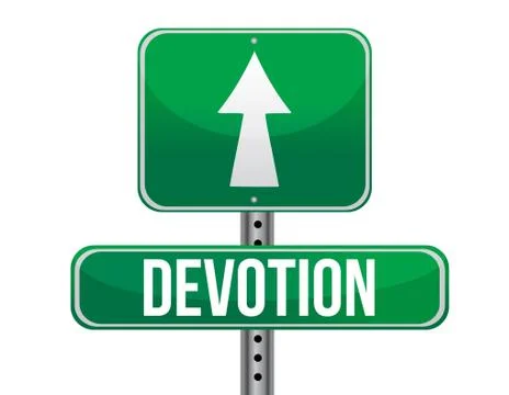 Devotion traffic road sign illustration design over white Ilustração Stock