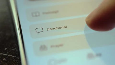 Devotional category within the interface of a Christian app Stock Footage 327522875